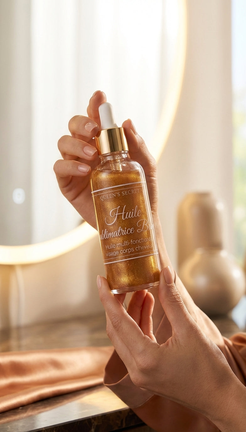 Huile Sublimatrice pailleté visage, corps et cheveux